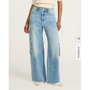 Express Low Slung Med/Light Baggy Cargo Jeans Low Rise Relaxed Straight  Leg 10L